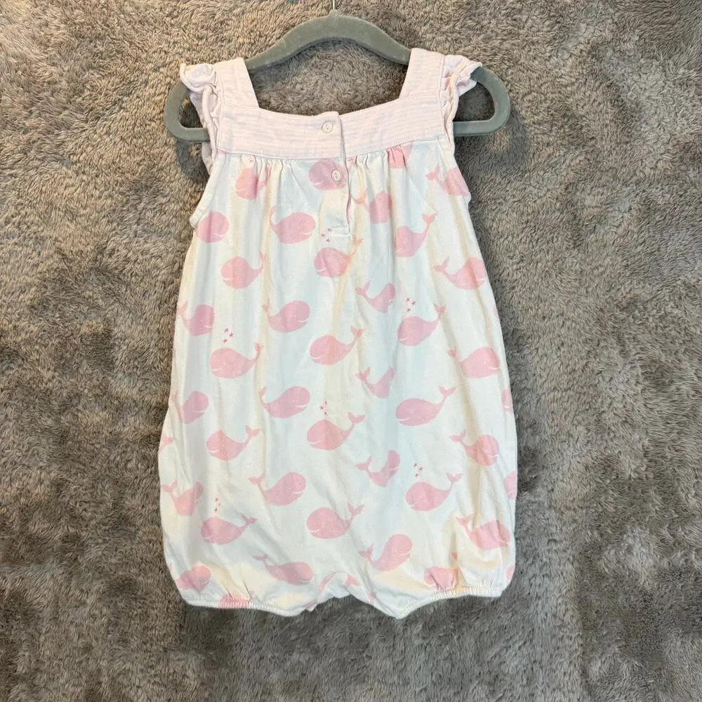 Baby Gap Pink White Whale Print Romper Baby Toddler Girl 18-24 Months
